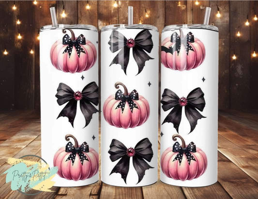 Pink Bow Pumpkin Tumbler